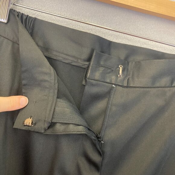 Y2K Spenser Jeremy 16W Black Satin Floral Embroidered Wide Leg Dress Pants Boho - Picture 6 of 15